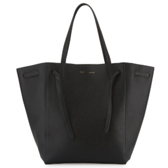 CELINE Medium Cabas Phantom Shoulder Tote Bag Soft Pebbled Leather Black - Picture 1 of 14